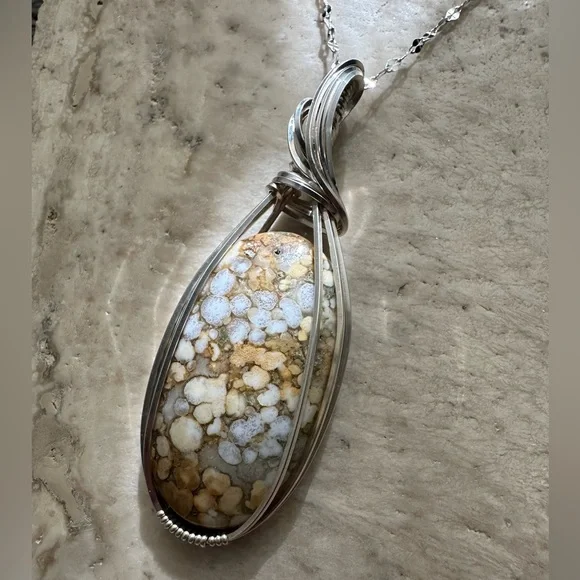 Sterling Silver Cobra Jasper Healing Necklace Pendant - Picture 3 of 8